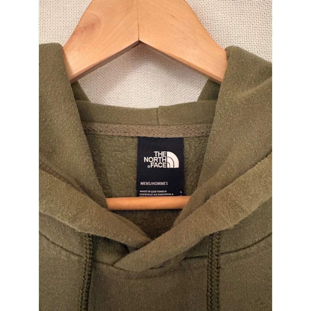 The North Face Mens Olive Green Box Logo Sleeve Graphic Pullover Hoodie Large
